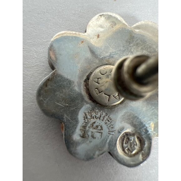 VTG Alpaca Mexico 925 Silver Abalone Floral Clip Earring & Brooch or Pendant Set - Picture 5 of 13